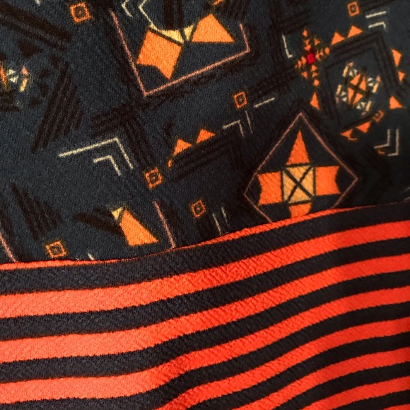 Navy & Orange Striped Cassie Skirt - Picture 2 of 7